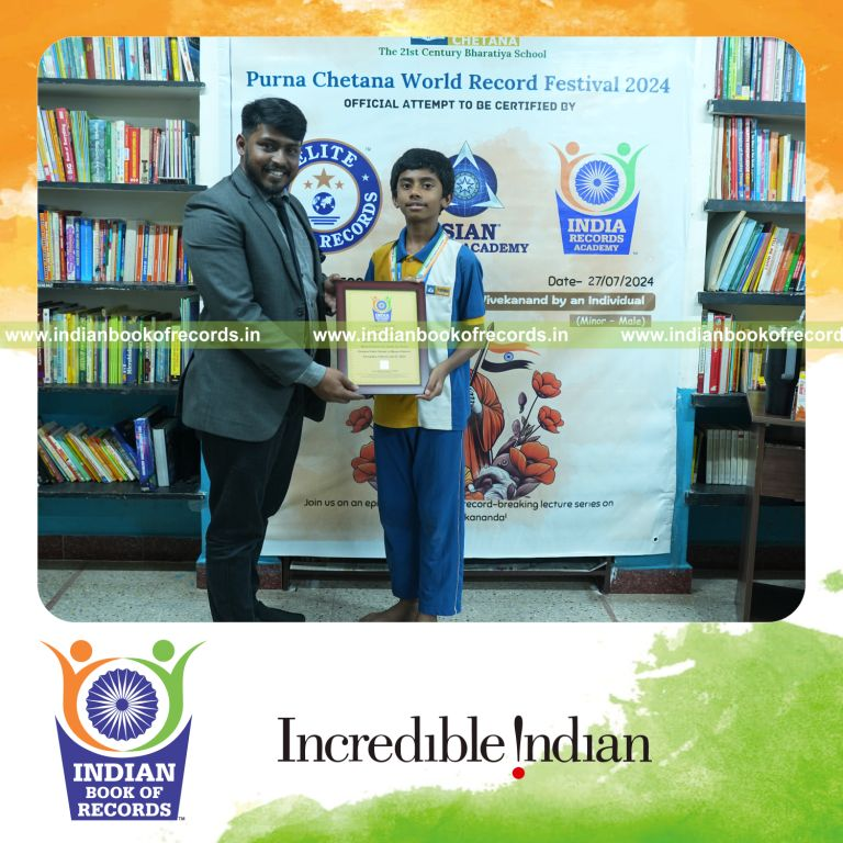 A long lecture series focused on Swami Vivekananda presented for Indian Book of Records