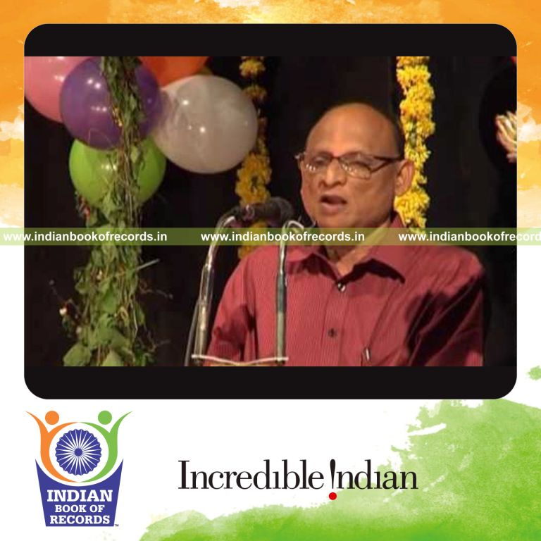 male individual lecturing on multiple topics continuously for record in Indian Book of Records