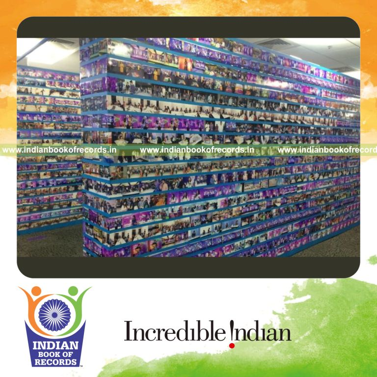 a long continuous arrangement of photographs placed in a single line for a record in Indian Book of Records