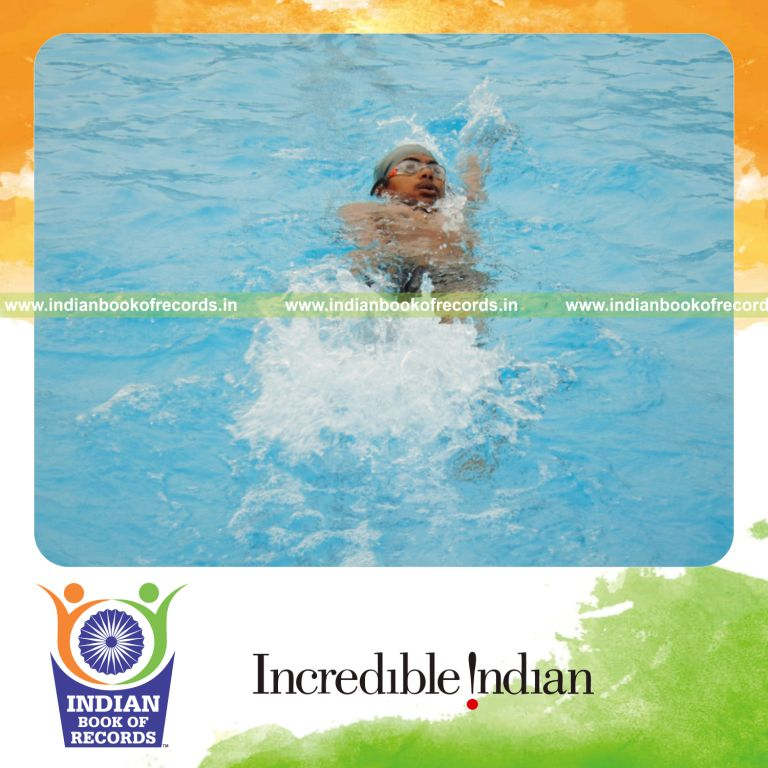 minor male swimming long distance using medley technique for Indian Book of Records