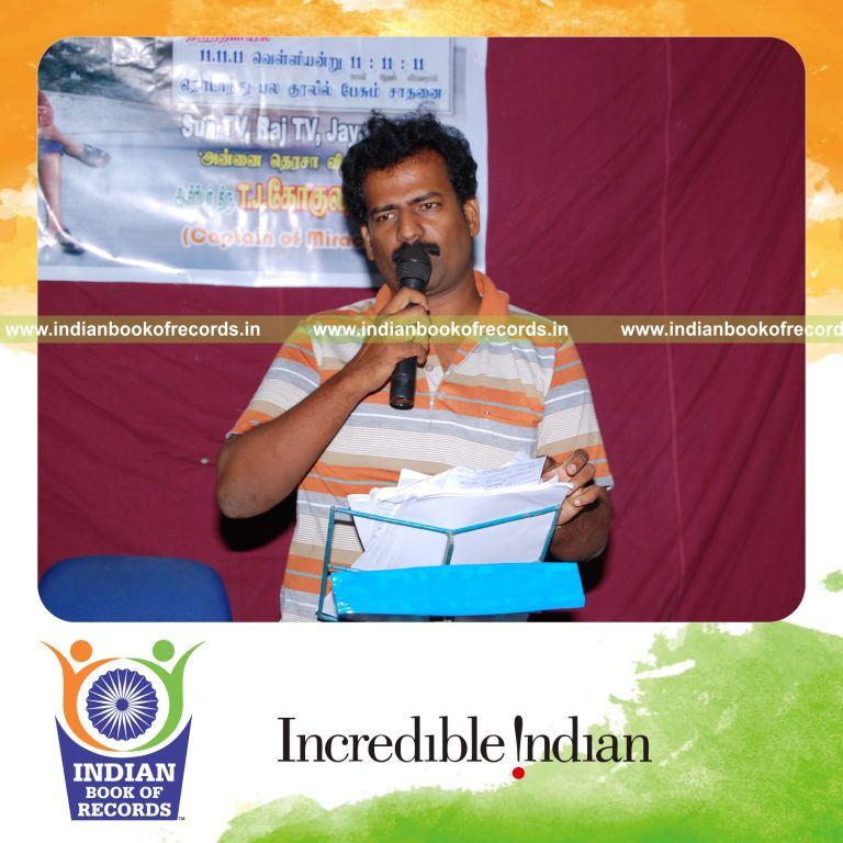 male individual performing mimicry continuously for record in Indian Book of Records