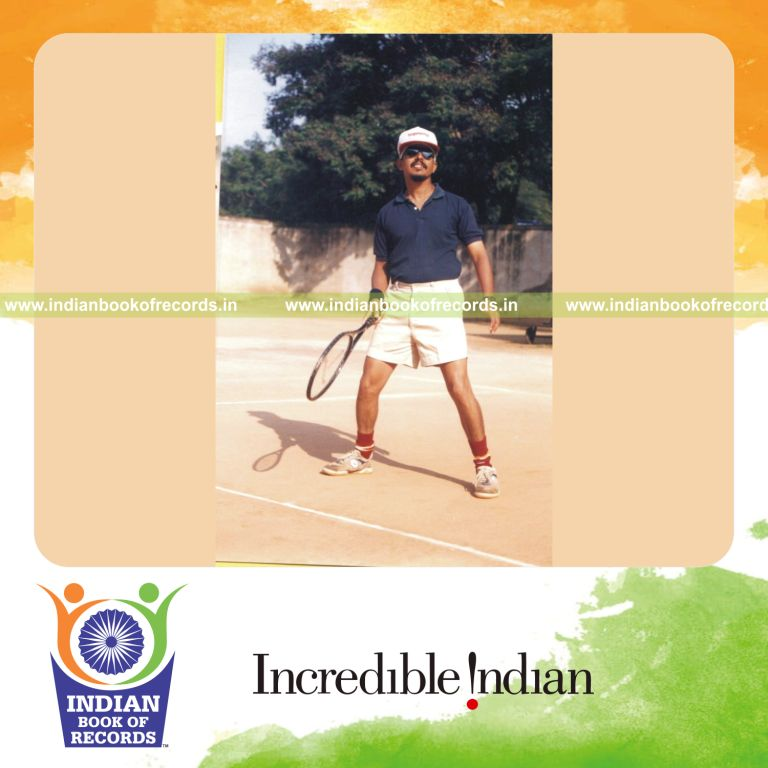 male individual performing continuous lawn tennis rally for record in Indian Book of Records