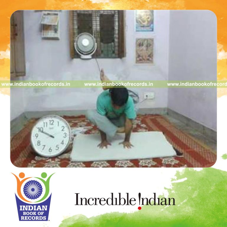 individual holding onkar yoga pose for longest duration for record in Indian Book of Records