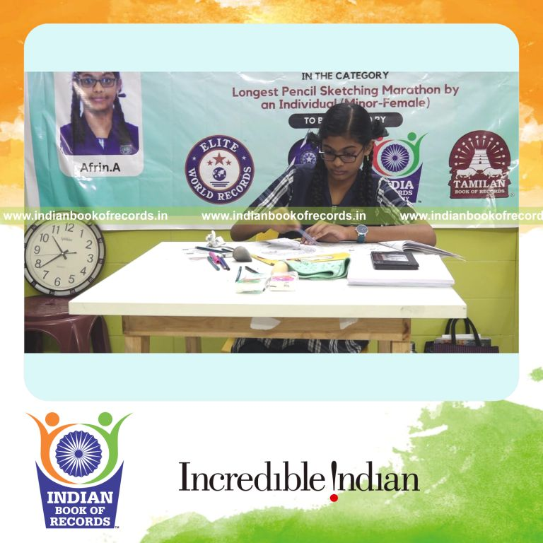 Continuous pencil sketching session carried out for many hours recognized by Indian Book of Records