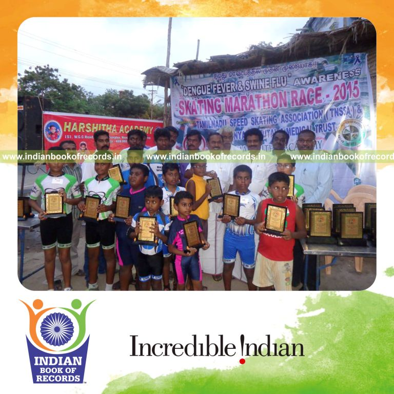 team performing long distance relay skating expedition for Indian Book of Records