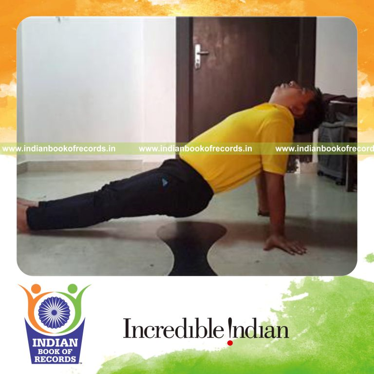 individual holding reverse plank position for longest duration for record in Indian Book of Records