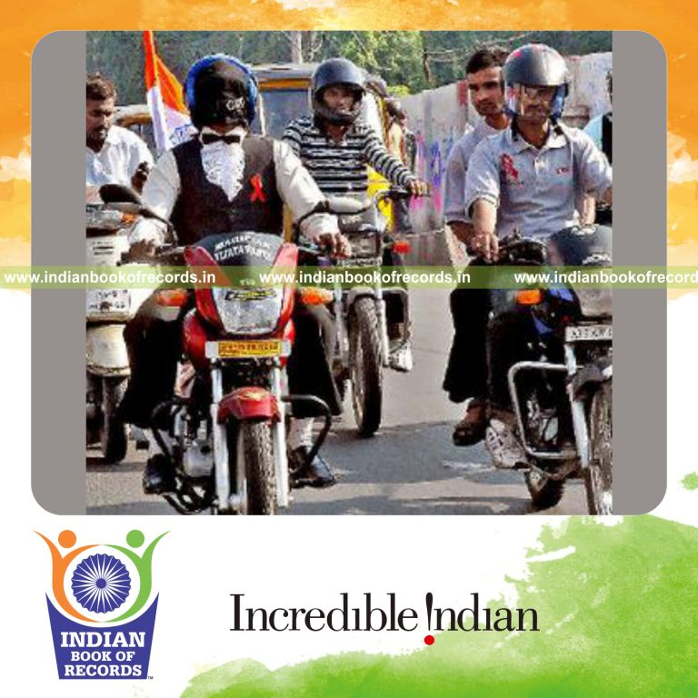 male individual riding while blindfolded for extended duration for record in Indian Book of Records