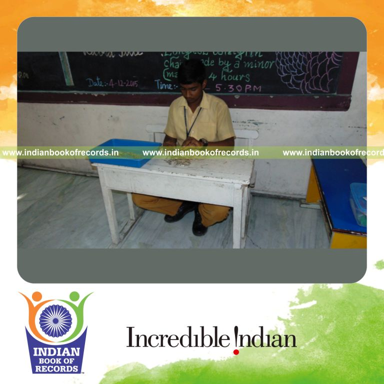 long chain made using safety pins by minor male for Indian Book of Records