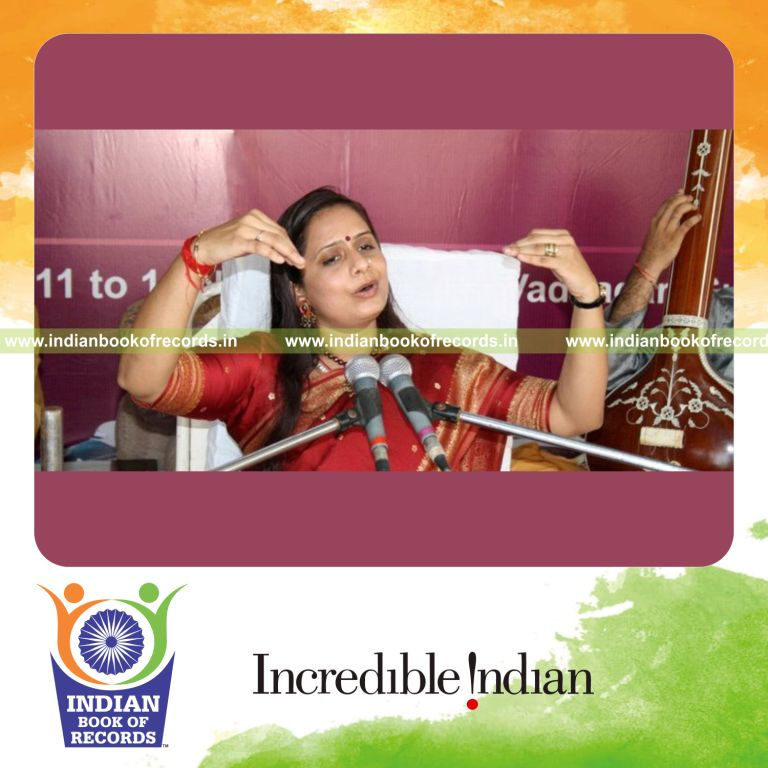 female individual performing extended santoor recital marathon for record in Indian Book of Records