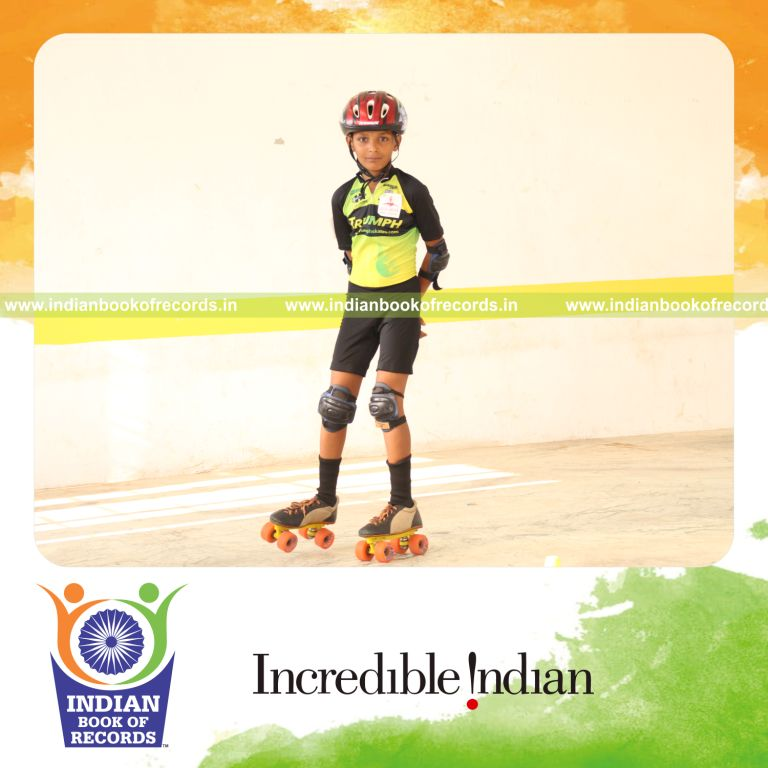 young male performing skating marathon for extended duration for record in Indian Book of Records