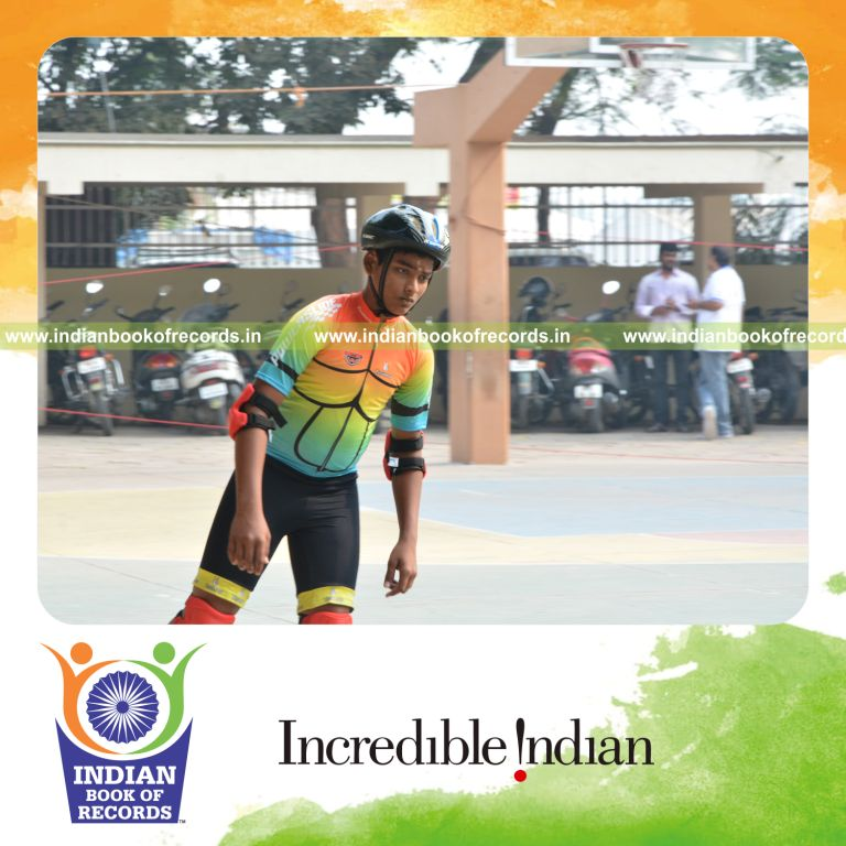 minor male performing long duration skating marathon for Indian Book of Records