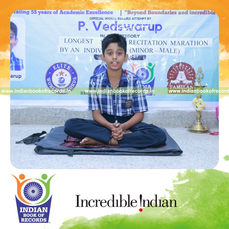 Continuous recitation of slokas performed over a long duration recognized by Indian Book of Records