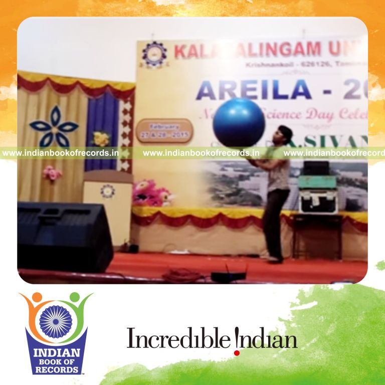 individual spinning yoga ball for record in Indian Book of Records