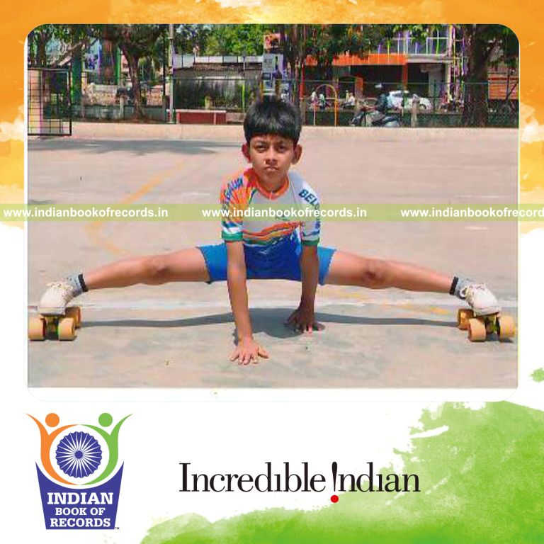 young male performing extended skating for record in Indian Book of Records