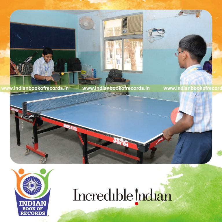 team performing extended table tennis marathon for record in Indian Book of Records