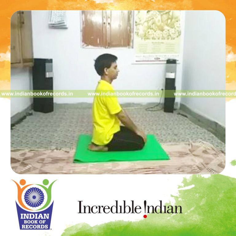 individual holding vajrasana pose for longest duration for record in Indian Book of Records