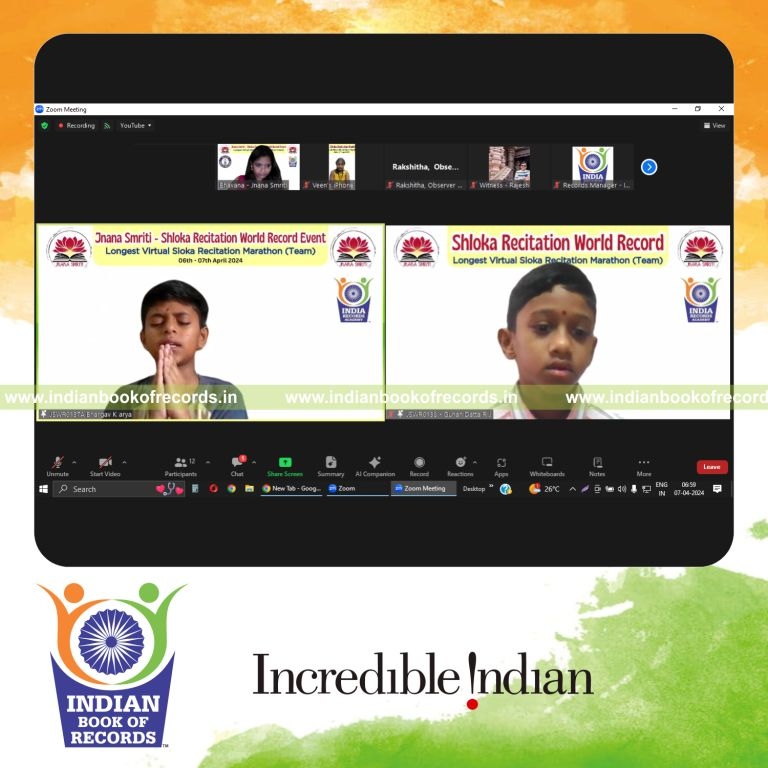 A team participating in an extended virtual shloka recitation marathon for Indian Book of Records