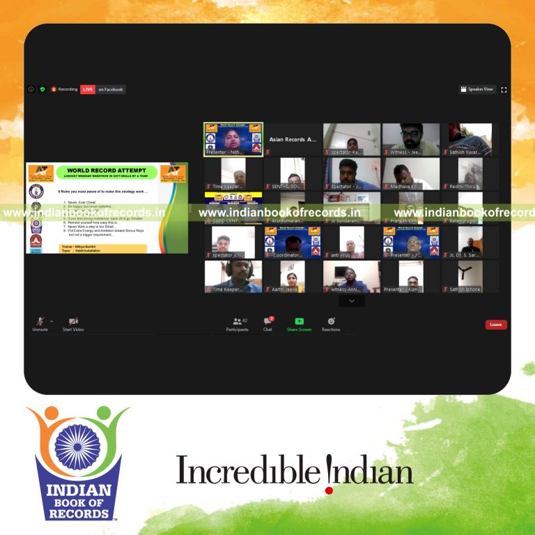 team conducting longest webinar marathon in soft skills for record in Indian Book of Records