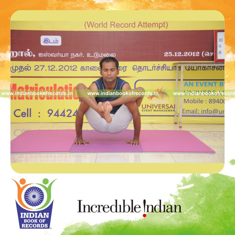 male individual performing yoga marathon for extended duration for record in Indian Book of Records