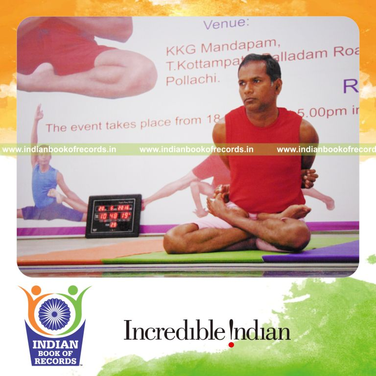 individual performing yoga marathon for extended duration for Indian Book of Records