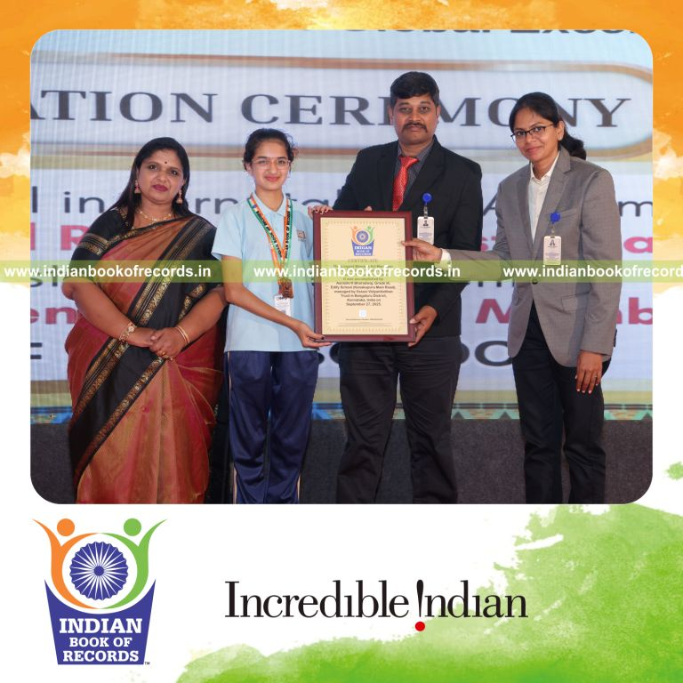 Young girl creating mandala art continuously over a long session recognized by Indian Book of Records