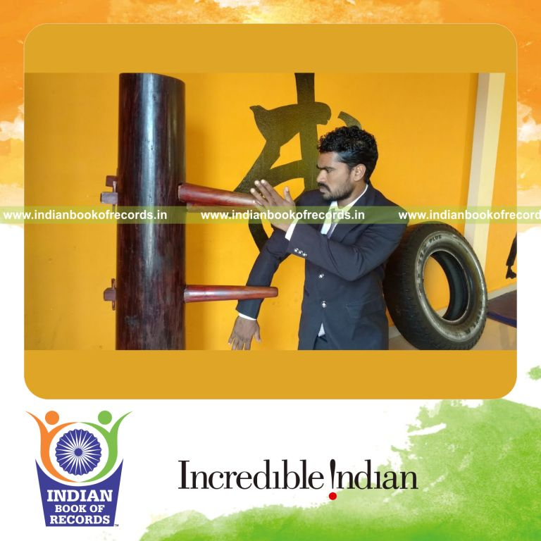 individual performing martial art punches in one hour for Indian Book of Records