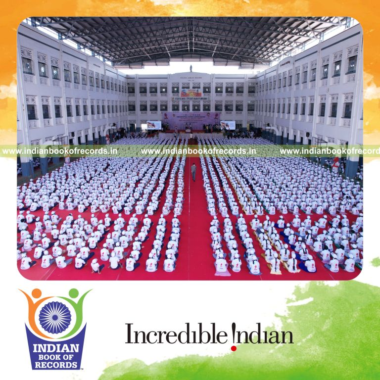 Participants attending a large-scale chess training session at one location for the Indian Book of Records