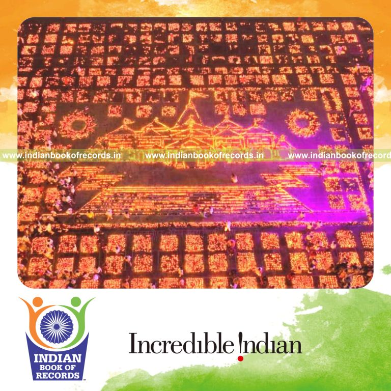 Vast arrangement of glowing oil lamps displayed together for Indian Book of Records