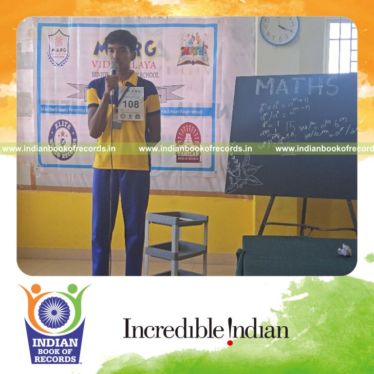 Participants presenting math concepts, definitions, and formulas together within three hours for the Indian Book of Records