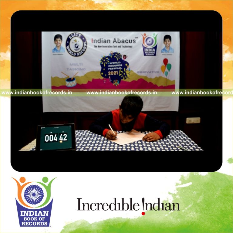 individual male solving two digit multiplication problems for an Indian Book of Records