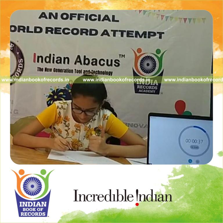 individual female solving multiplication problems for Indian Book of Records