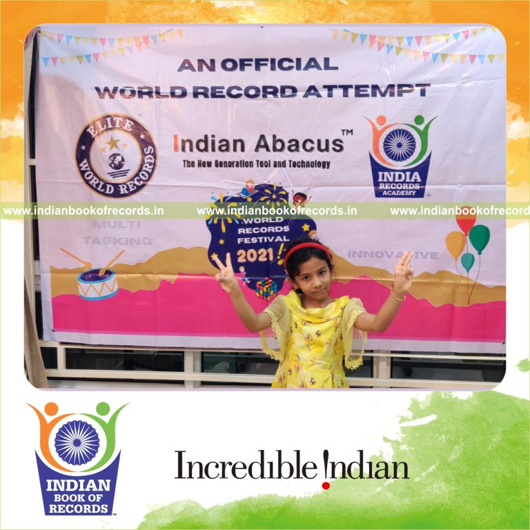 individual female solving subtraction problems for Indian Book of Records