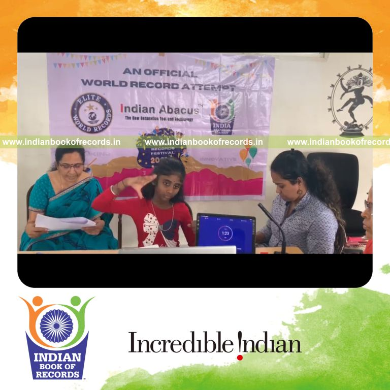 individual female solving single digit addition problems in 3 minutes for Indian Book of Records