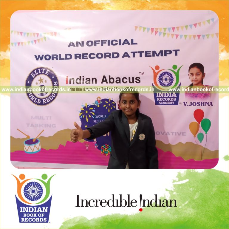 individual female solving single digit addition problems using abacus for Indian Book of Records