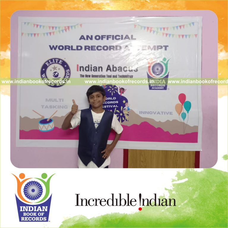 individual male solving arithmetic addition and subtraction problems 5 rows for Indian Book of Records