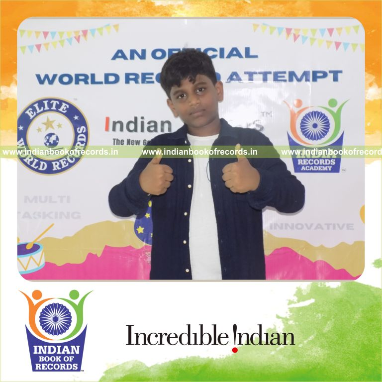 individual male solving arithmetic problems while playing keyboard simultaneously for Indian Book of Records