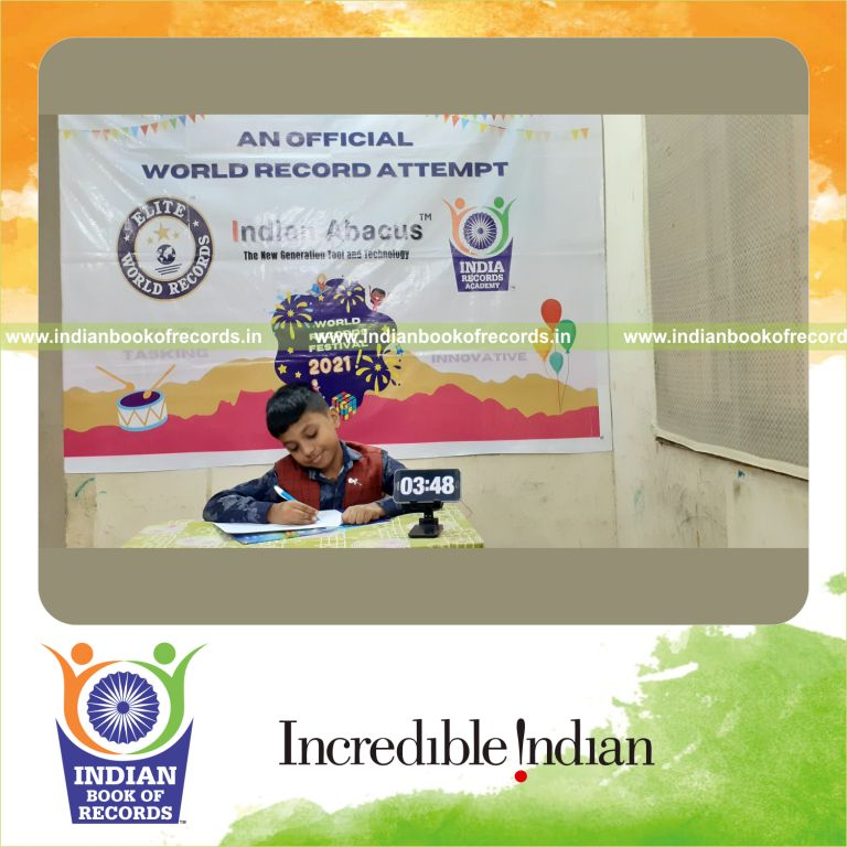 individual male solving four digit division problems for Indian Book of Records