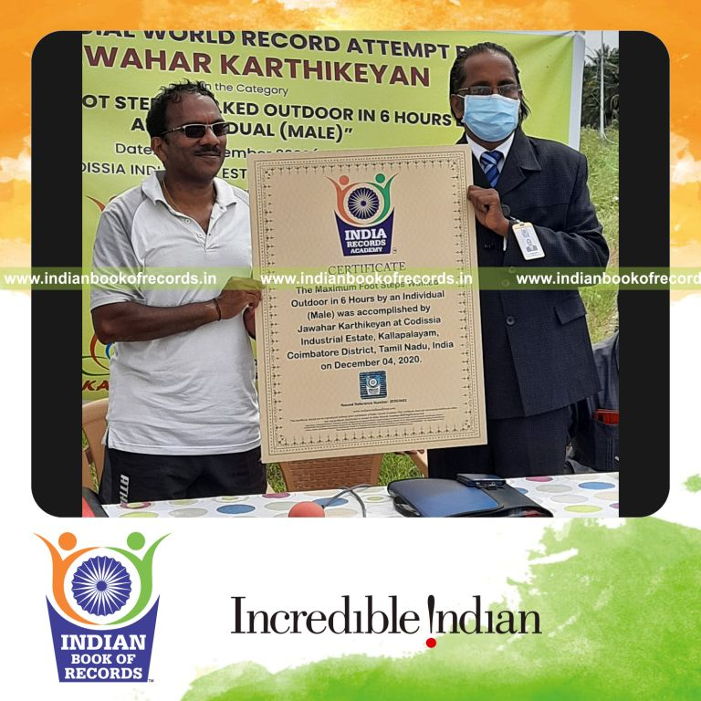individual male walking maximum footsteps outdoor in 6 hours for record in Indian Book of Records