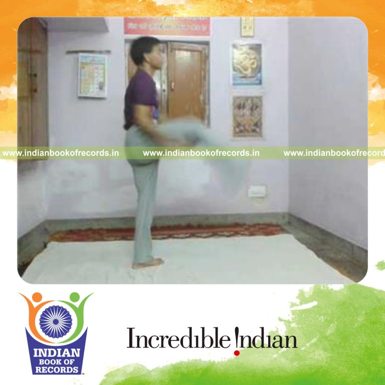 individual performing maximum high kicks in 10 seconds for record in Indian Book of Records