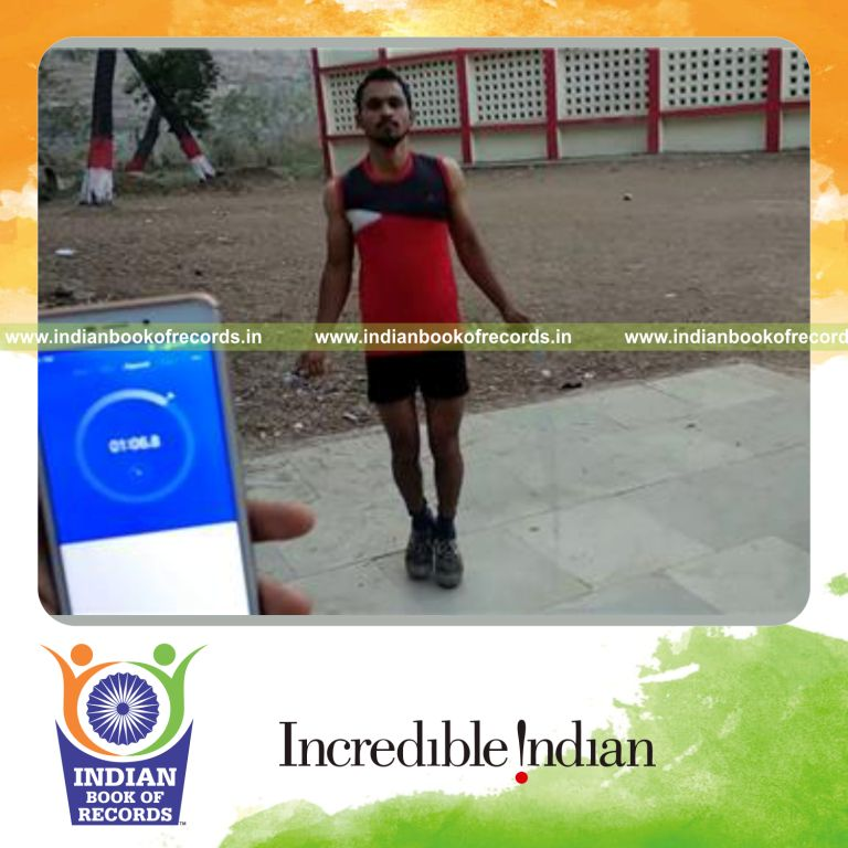 individual performing maximum number of jump rope jumps in two minutes for record in Indian Book of Records