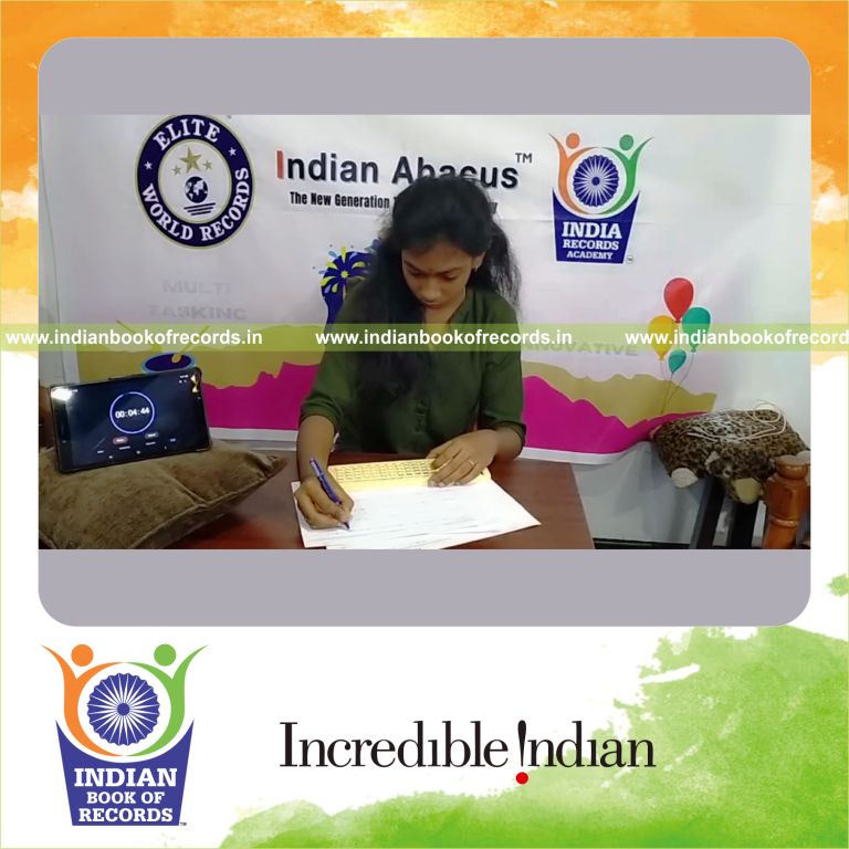 individual female solving multiplication problems using abacus for Indian Book of Records