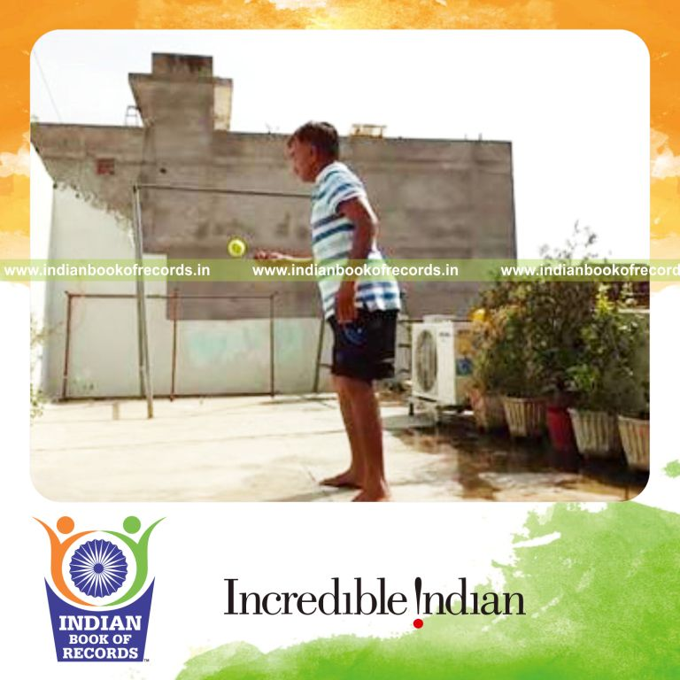 individual bouncing tennis ball on alternate sides of knife consecutively for record in Indian Book of Records