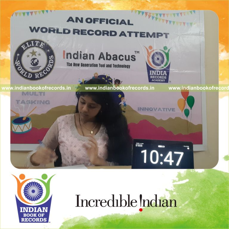 individual female solving two digit addition problems in 12 minutes for Indian Book of Records