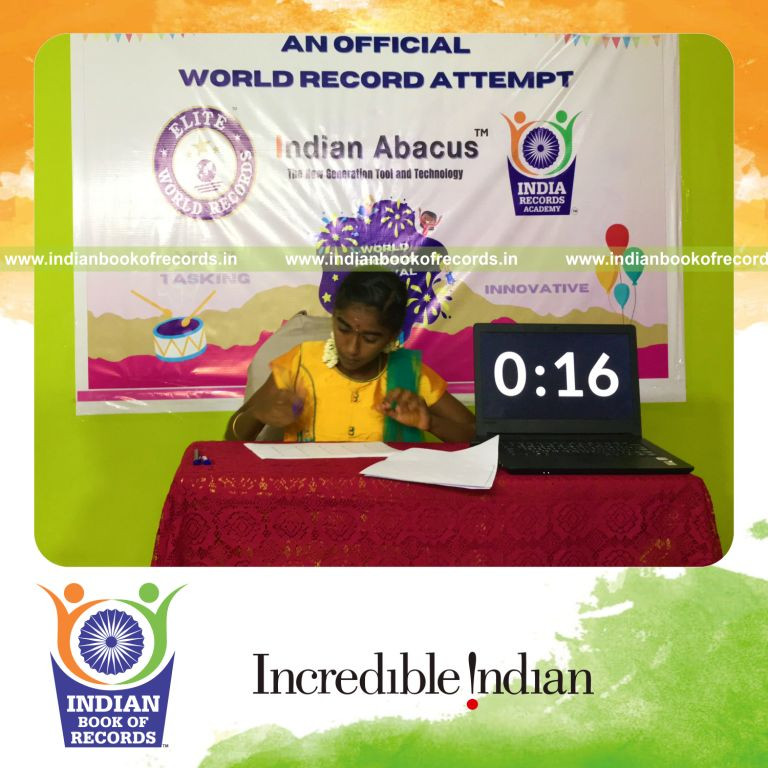individual female solving two digit mental arithmetic addition and subtraction problems for Indian Book of Records