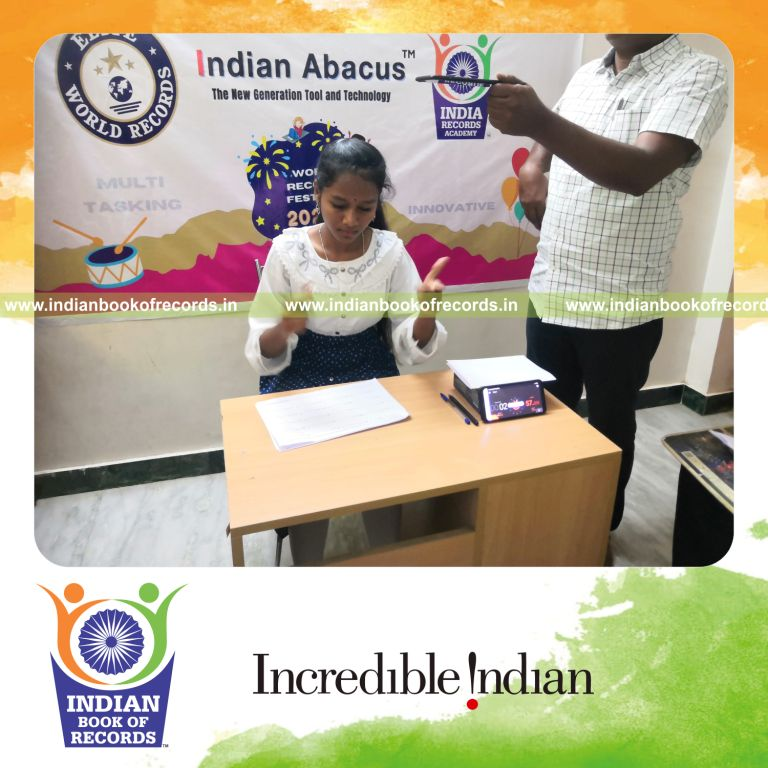individual female solving maximum two digit mental arithmetic multiplication problems in 3 minutes for record in Indian Book of Records