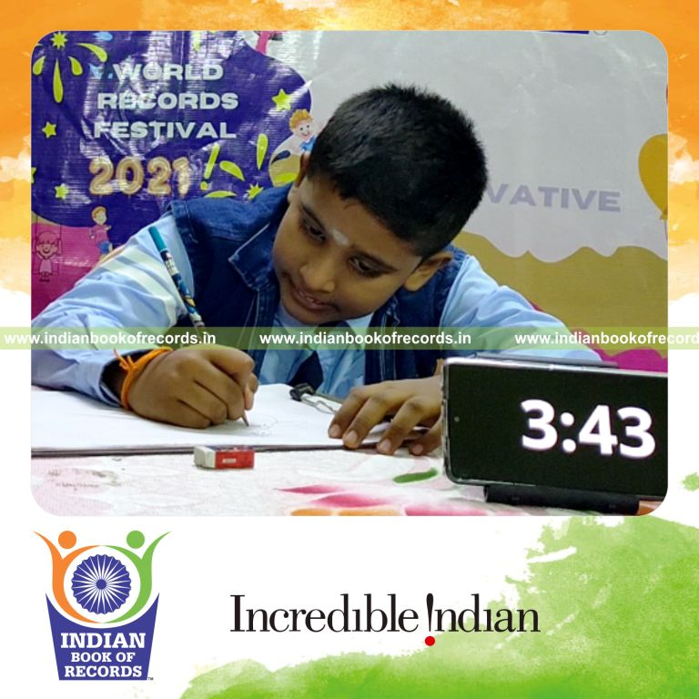 individual male solving two digit multiplication problems while pencil sketching simultaneously for record in Indian Book of Records