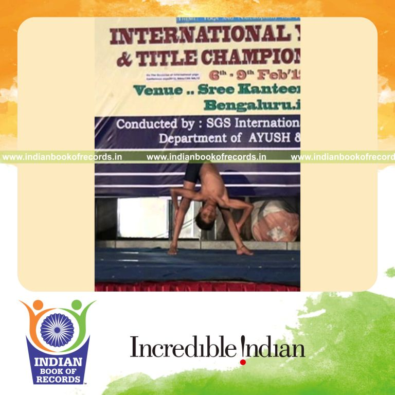 male individual performing advanced yogasanas within twelve minutes for record in Indian Book of Records