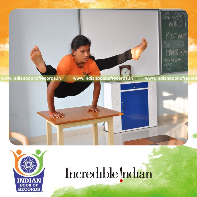 minor female performing multiple article yogasanas for Indian Book of Records