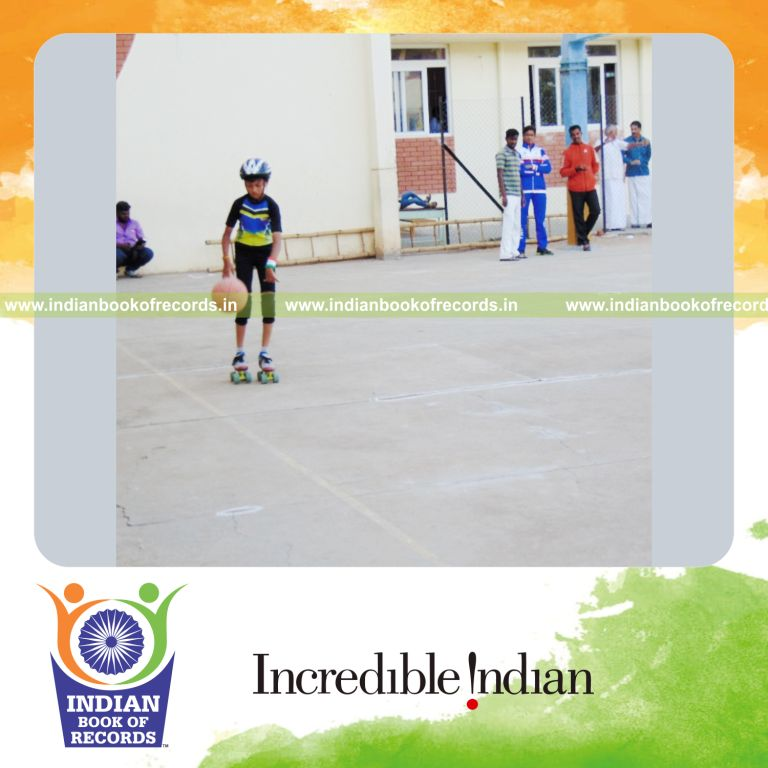 minor male bouncing basketball while skating simultaneously within 1 hour for Indian Book of Records