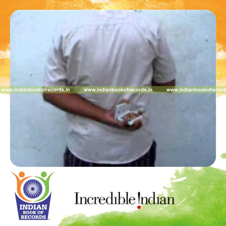 individual performing maximum behind back revolution 2 cuts in one minute for record in Indian Book of Records
